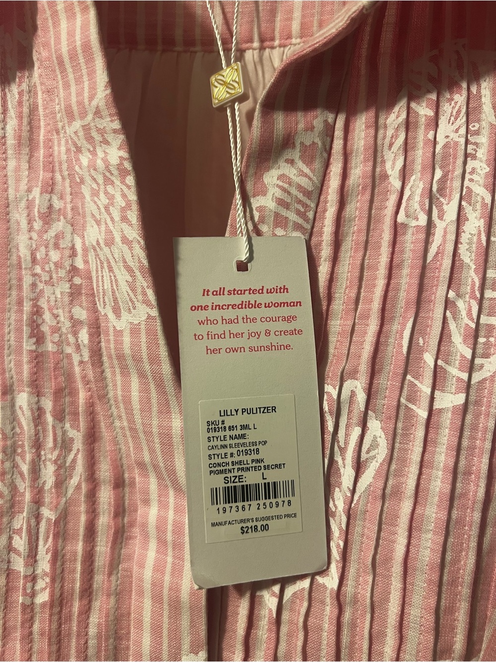 Lilly Pulitzer Pink and White Sleeveless Tiered Shell-Print Dress - Picture 3 of 3